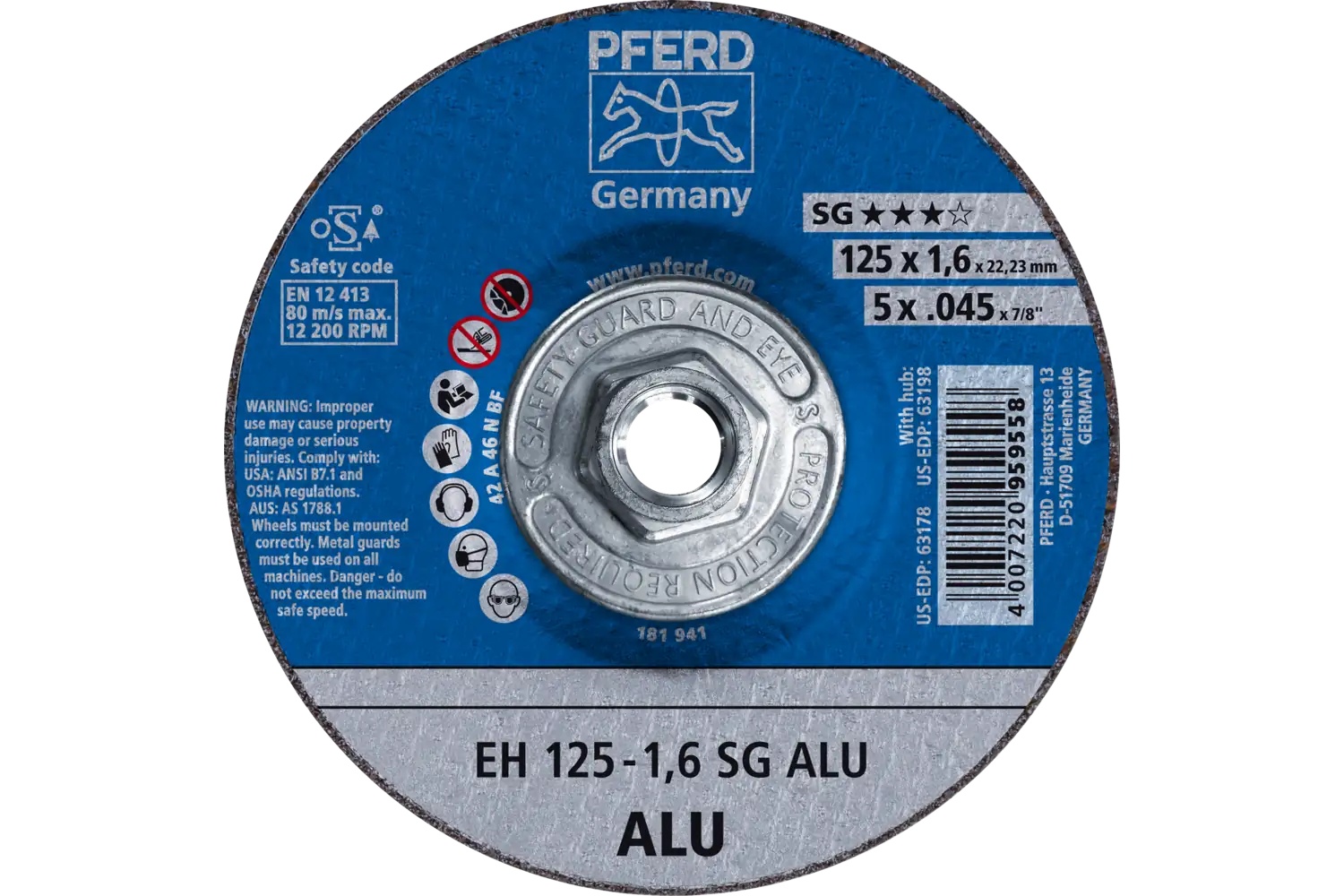 Picture of Pferd Cut-Off Wheel, 5" X .045 X 5/8-11, Sg Alu, T27, Aluminum Oxide
